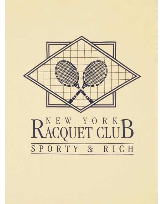 Sporty & Rich Natural Ny Racquet Club Cotton T-Shirt