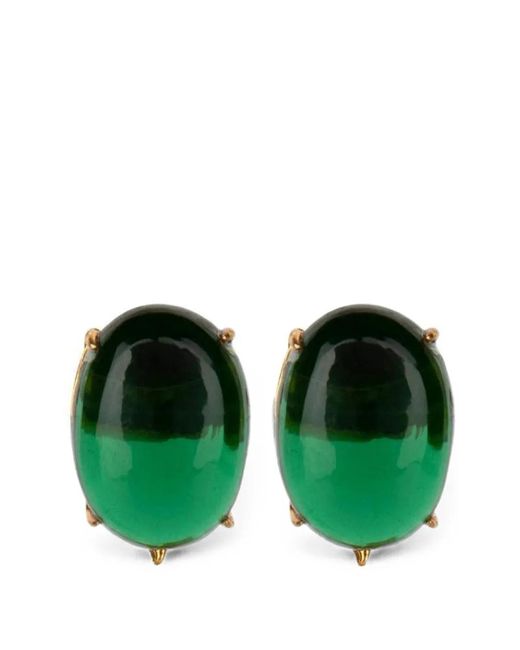 Bounkit Green Quartz Cabochon Earrings