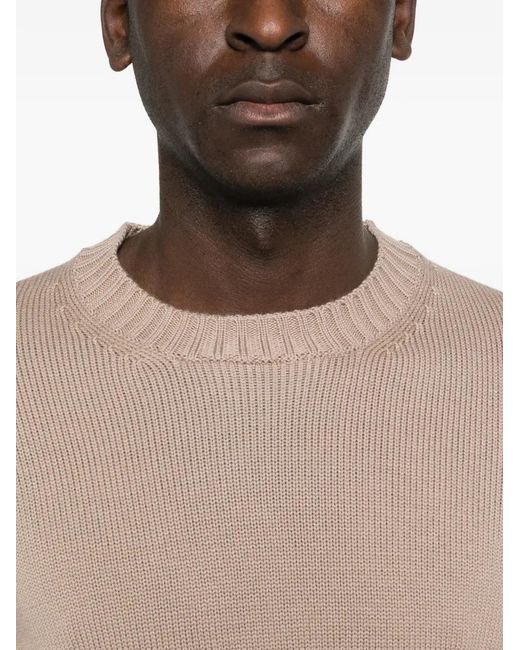 Kangra Natural Ribbed-Trim Crew-Neck Sweater for men
