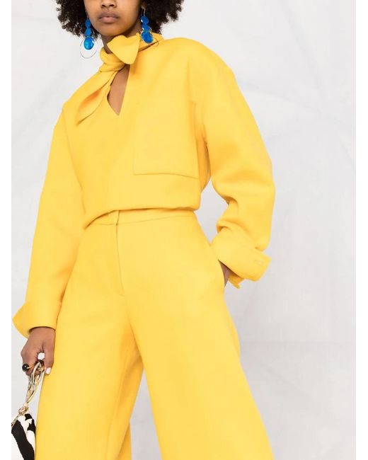 Emilio Pucci Yellow Wide-leg Wool Trousers