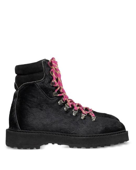 Diemme Black Haircalf Lace-Up Boots