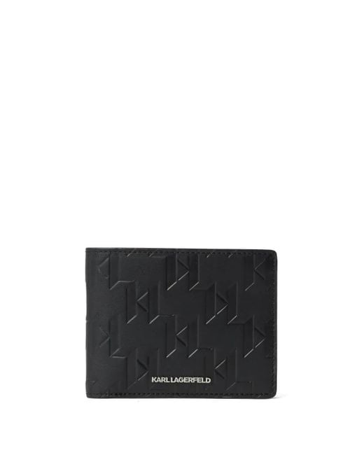 Karl Lagerfeld Black Small K/Loom Bi-Fold Leather Wallet for men
