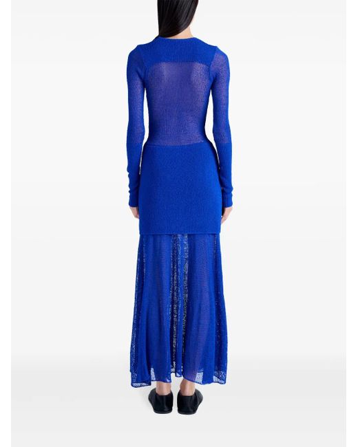 Proenza Schouler Blue Anita Fine-Knit Maxi Dress