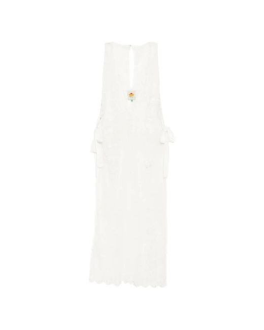 Farm Rio White Floral-Embroidered Dress