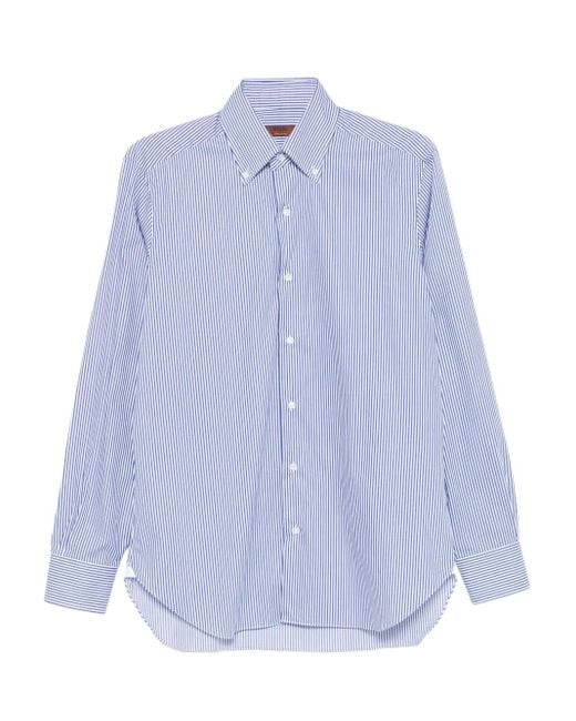 Barba Napoli Blue Striped Cotton Shirt for men