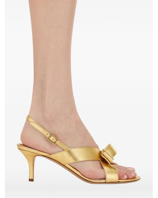 Ferragamo Metallic Vara Bow Sandals