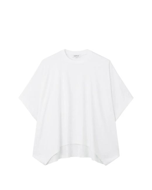 Enfold White Asymmetric-Hem Short-Sleeve T-Shirt