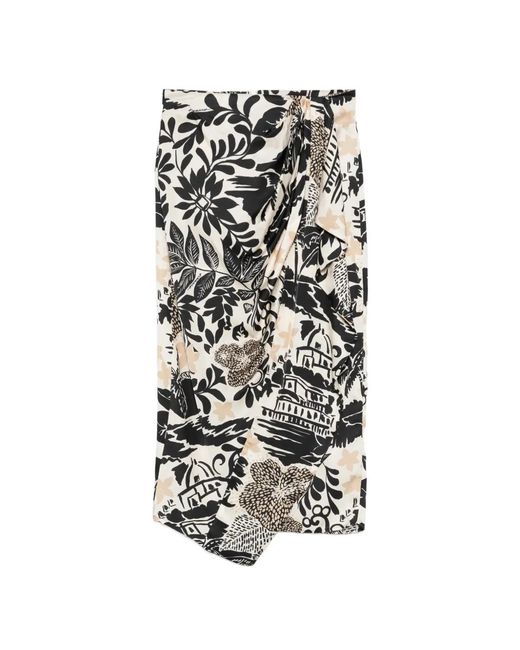 ERMANNO FIRENZE White Floral-Print Skirt