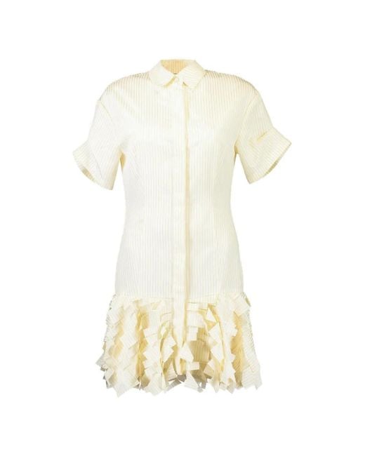 Alexis White Ema Ruffled Striped Mini Dress