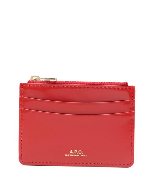 A.P.C. Red Logo-Print Zip-Fastening Card Holder