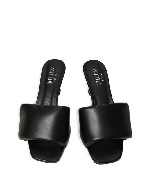 Twinset Black Padded-Upper Heeled Sandals