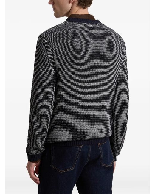 Woolrich Gray Striped Crew-Neck Sweater for men