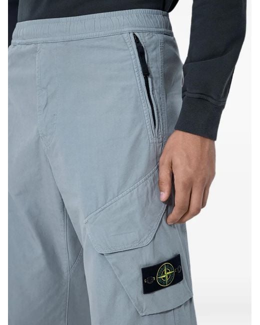 Stone Island Blue Elasticated-Waistband Cargo Pants for men