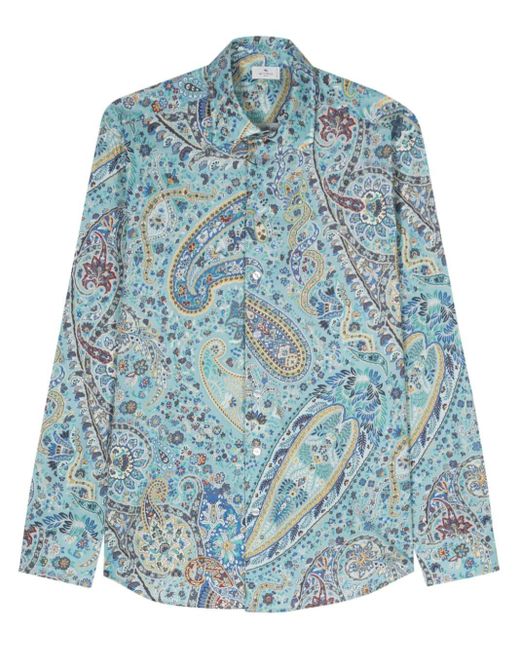 Etro Overhemd Met Paisley-print in het Blue voor heren