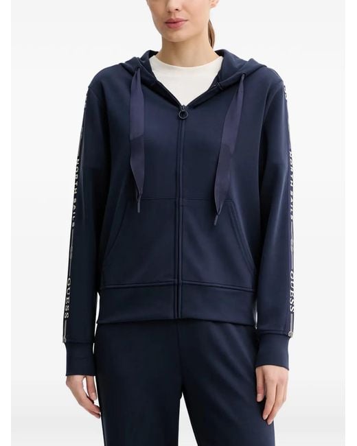 Guess Blue X North Sails Logo-Tape Zip-Up Hoodie