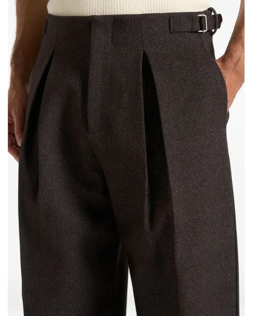 メンズ Manière De Voir プリーツ ストレートパンツ Black