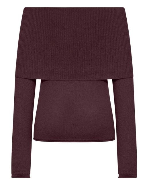 Roberto Collina Purple Boat-Neck Ribbed Sweater