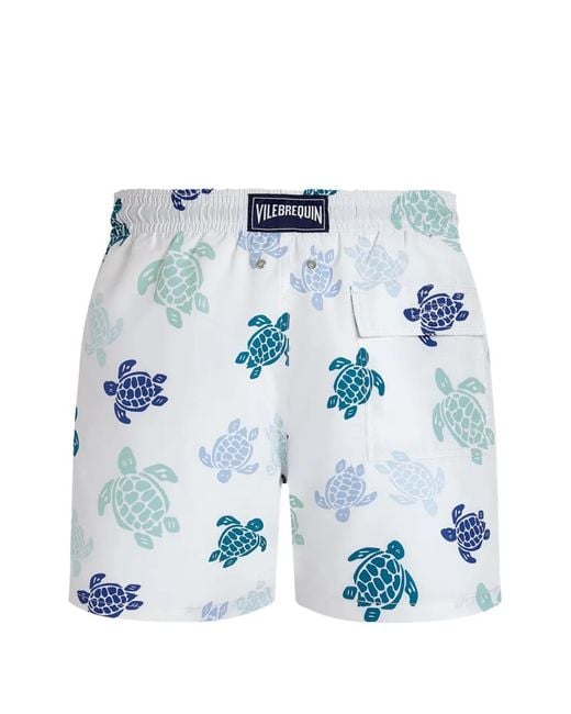 Vilebrequin Blue Turtle-Print Swim Shorts for men