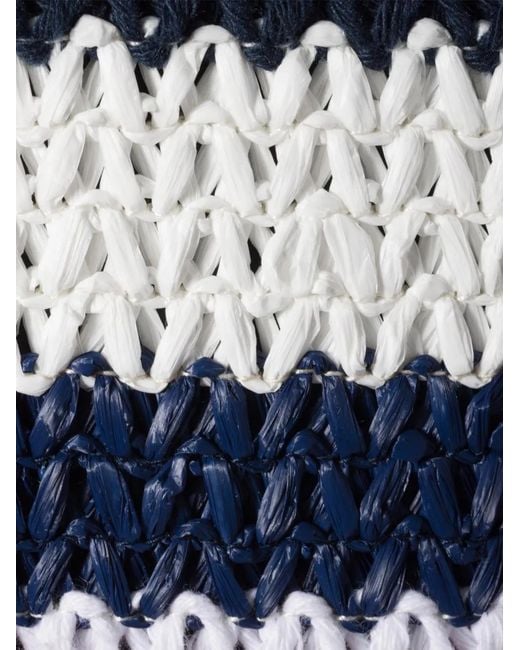 Miu Miu Blue Raffia-Effect Woven Tote Bag
