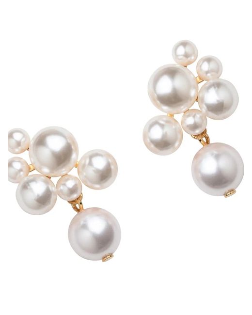 Jennifer Behr White Perlita Pearl-Detailing Earrings