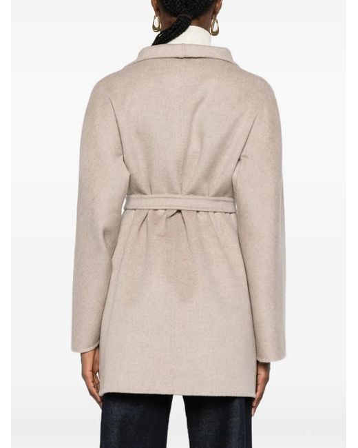Max Mara Natural Belted Hooded Coat