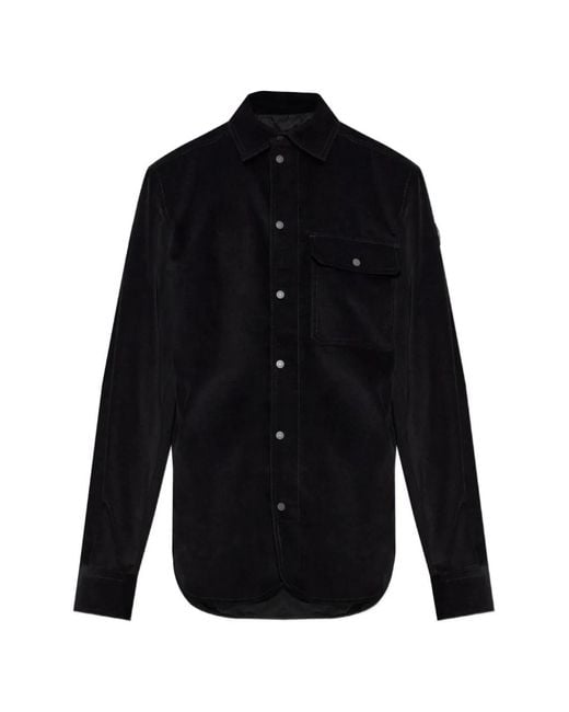 Moncler Blue Chest-Pocket Corduroy Shirt for men
