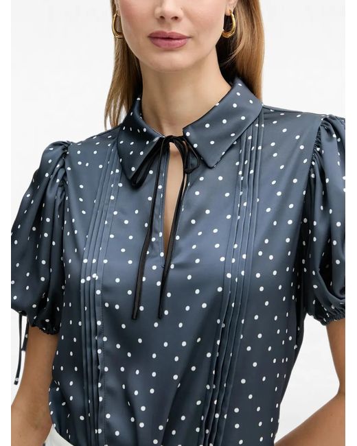 Silvian Heach Blue Alaxim Polka-Dot Pleated Top