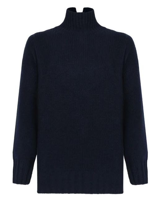 Douuod Blue High-Neck Sweater