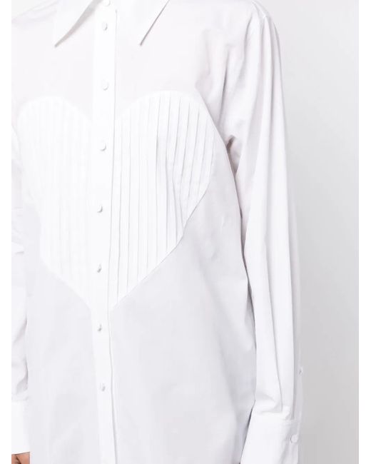 Area White Heart-Bib Tuxedo Cotton Shirt