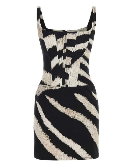 GIUSEPPE DI MORABITO Black Morabito Minikleid mit Zebra-Print