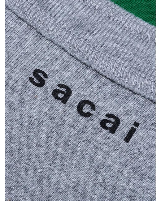 Sacai Green Garment-Dye Pocket Long-Sleeve T-Shirt for men