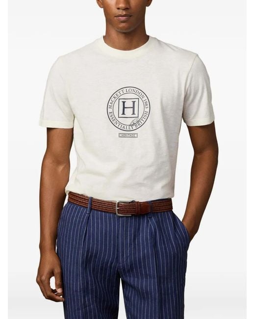 Hackett White Heritage H Logo-Print T-Shirt for men