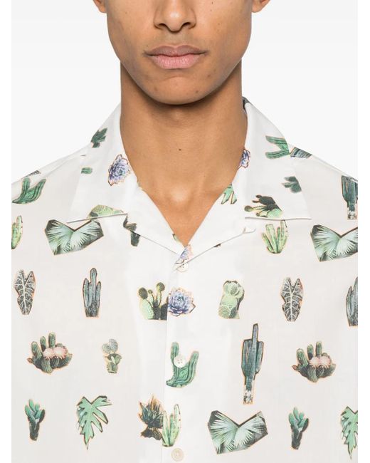Paul Smith White Printed Cotton Shirt for men