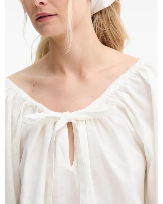 Sleeper White Tie Ruffle Blouse
