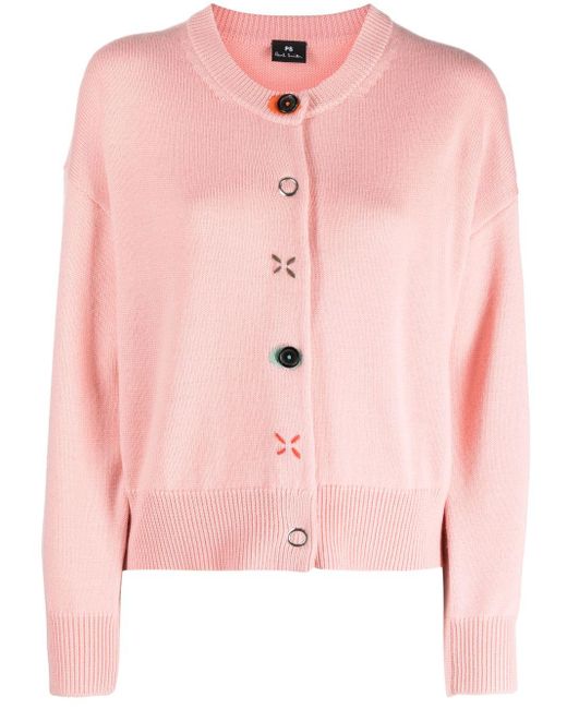 PS by Paul Smith Button-up Wool Cardigan in het Pink