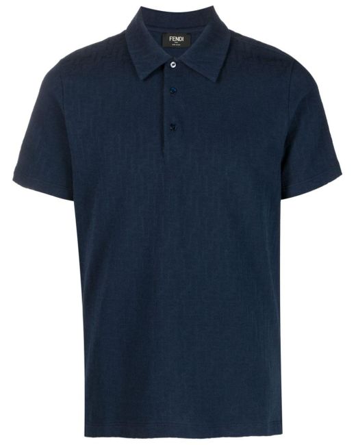 Fendi Poloshirt aus Monogramm-Jacquard in Blue für Herren