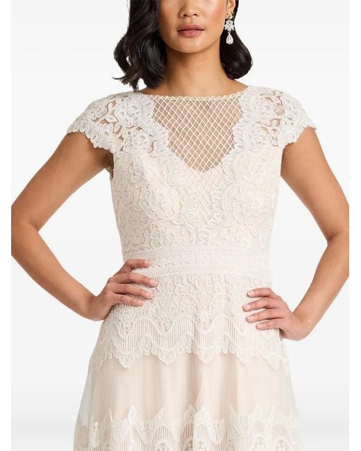 Tadashi Shoji White Lace Tiered Dress
