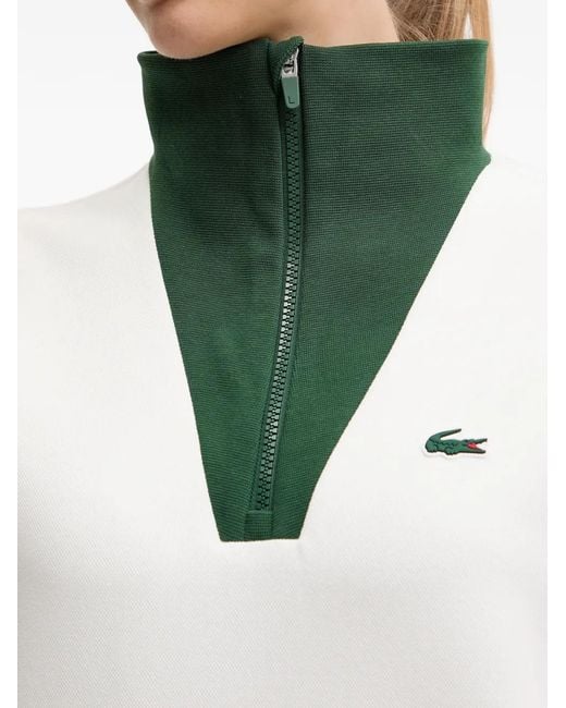 Lacoste White Zip Mock-Neck Sweater