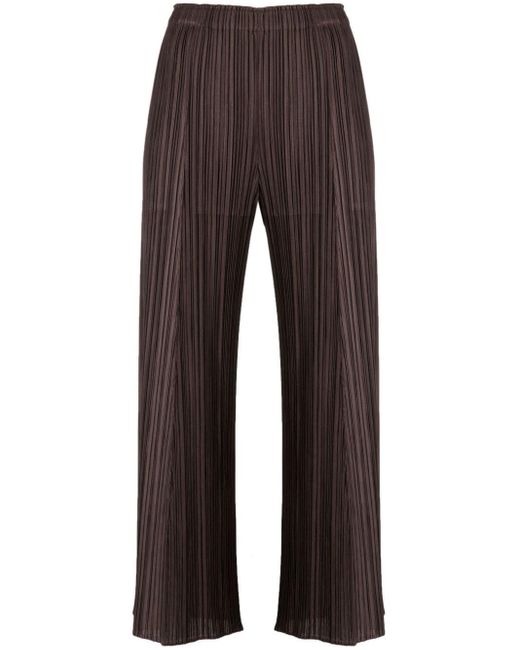 Pleats Please Issey Miyake Brown Mellow Pleated Cropped Trousers