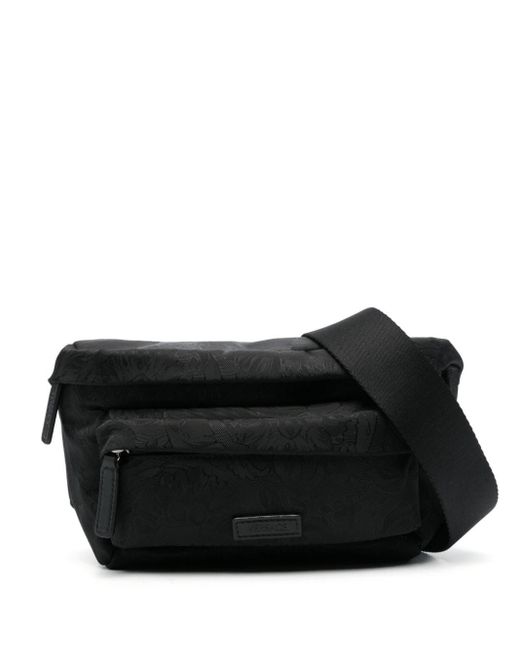 Versace Black Barocco-jacquard Belt Bag for men