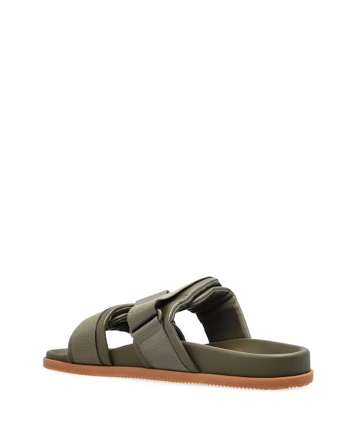 Moncler Green Leather Slides for men