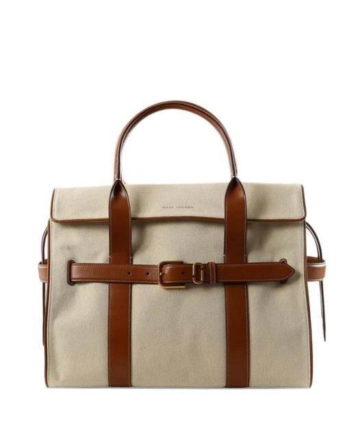 Marc Jacobs Brown Belted Leather-Trim Tote Bag