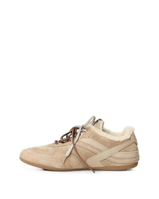 Miu Miu Natural Shearling-Lined Suede Sneakers
