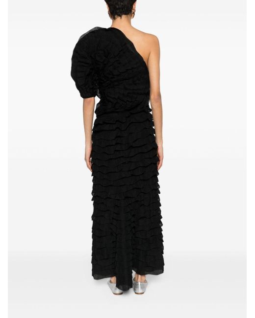 Chloé Black Ruffled Asymmetric Maxi Dress