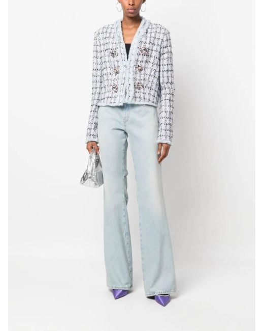 Philipp Plein Blue Single-Breasted Tweed Blazer