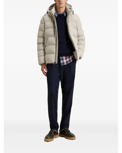 Woolrich White Hooded Stretch Puffer Jacket for men