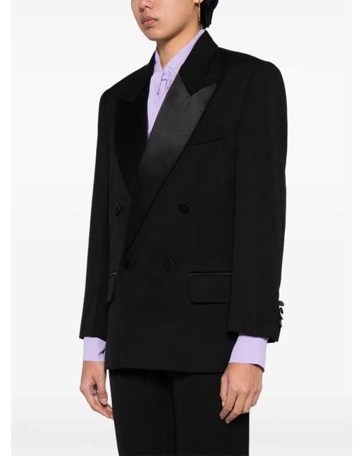Victoria Beckham Black Wool-Blend Tuxedo Jacket
