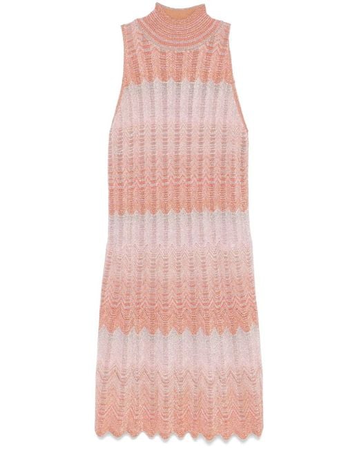 Missoni Pink Greek-Motif Mini Dress