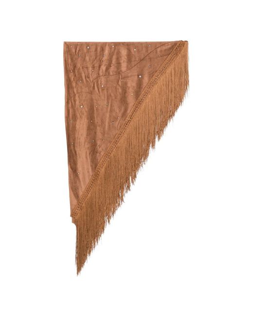 VENUJA Brown Fringe-Trim Crystal-Embellished Sarong