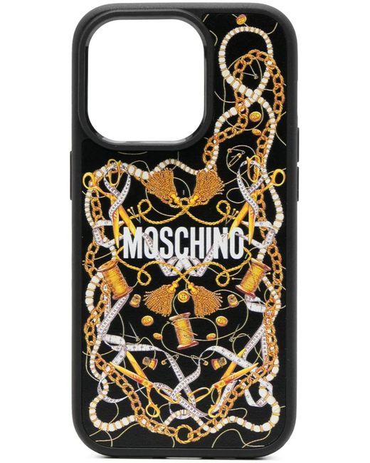 Moschino Black Graphic-Print Iphone 14 Pro Case